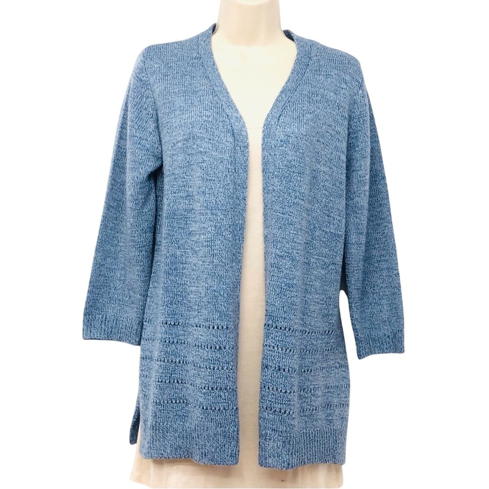 Karen Scott Blue Open Front Sweater Long Sleeve Comfortable Classic Fit - Picture 16 of 16